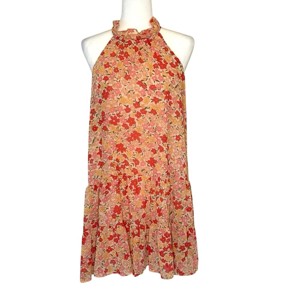 Peach Love Baby Doll Dress Women's S Peach Floral